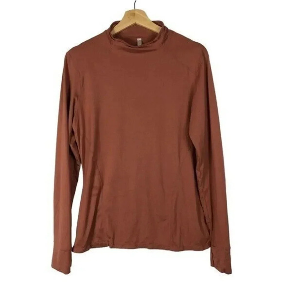Fabletics Phoenix Brick Cherry Mocha Mock Neck Athletic Long Sleeve L - Picture 2 of 7